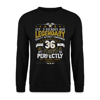 Vintage Légendaire - Vieilli parfaitement 36ème anniversaire - Sweat-shirt Unisexe - noir - Devant - Alina (178cm) & Michal (187cm)