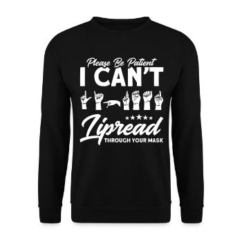 Hearing aid Sign language Deaf people - Unisex Sweatshirt - black - Front - Alina (178cm) & Michal (187cm)