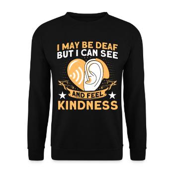Hearing aid Sign language Deaf people - Unisex Sweatshirt - black - Front - Alina (178cm) & Michal (187cm)