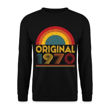 Vintage Original 1970 Cadeau 52ème Anniversaire - Sweat-shirt Unisexe - noir - Devant - Alina (178cm) & Michal (187cm)