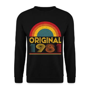 Vintage Original 1981 Cadeau 41ème Anniversaire - Sweat-shirt Unisexe - noir - Devant - Alina (178cm) & Michal (187cm)
