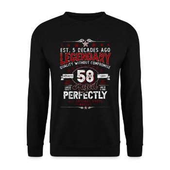Vintage Légendaire - Vieilli parfaitement 58ème anniversaire - Sweat-shirt Unisexe - noir - Devant - Alina (178cm) & Michal (187cm)