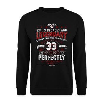 Vintage Legendary - Aged perfectly 33. Geburtstag - Unisex Pullover - Schwarz - Vorne - Alina (178cm) & Michal (187cm)