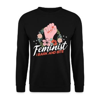 Féministe J’aboie et mords Féministe - Sweat-shirt Unisexe - noir - Devant - Alina (178cm) & Michal (187cm)
