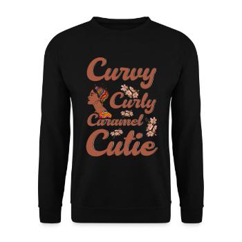 Curvy Curly Caramel Sweet Feminist - Unisex Sweatshirt - black - Front - Alina (178cm) & Michal (187cm)