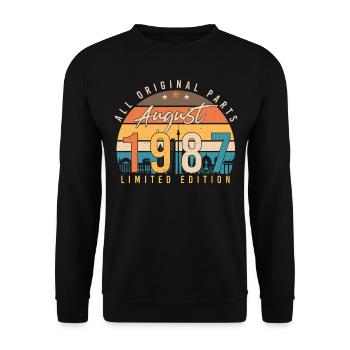 Baujahr 1987 Im August - Unisex Pullover - Schwarz - Vorne - Alina (178cm) & Michal (187cm)