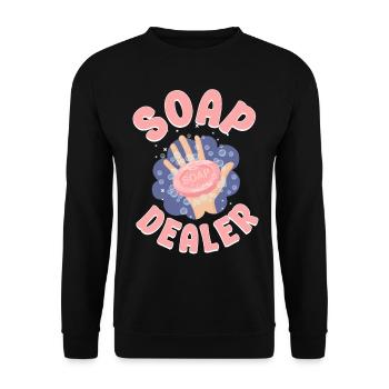 Fabrication de savon Artisanat Marchand de savon - Sweat-shirt Unisexe - noir - Devant - Alina (178cm) & Michal (187cm)