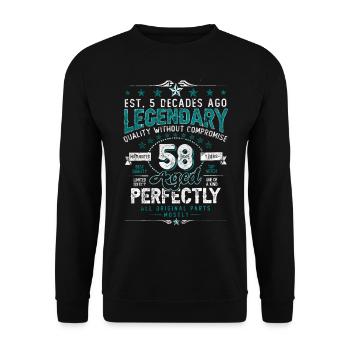 Vintage Légendaire - Vieilli parfaitement 58ème anniversaire - Sweat-shirt Unisexe - noir - Devant - Alina (178cm) & Michal (187cm)