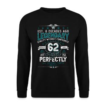 Vintage Légendaire - Vieilli parfaitement 62ème Anniversaire - Sweat-shirt Unisexe - noir - Devant - Alina (178cm) & Michal (187cm)