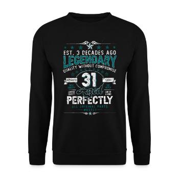 Vintage Legendary - Aged perfectly 31st birthday - Unisex Sweatshirt - black - Front - Alina (178cm) & Michal (187cm)