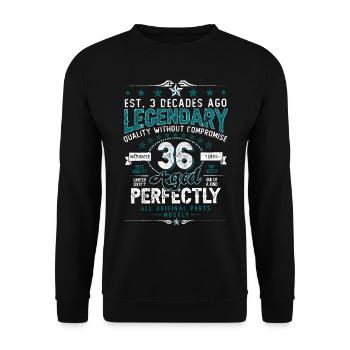 Vintage Légendaire - Vieilli parfaitement 36ème anniversaire - Sweat-shirt Unisexe - noir - Devant - Alina (178cm) & Michal (187cm)