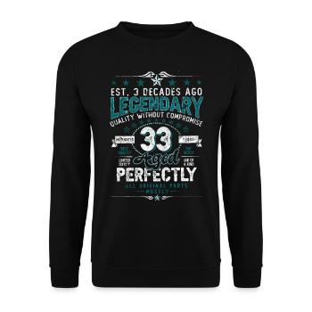 Vintage Legendary - Aged perfectly 33. Geburtstag - Unisex Pullover - Schwarz - Vorne - Alina (178cm) & Michal (187cm)