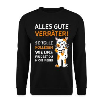 Kollege Abschiedsgeschenk Bürohumor - Unisex Pullover - Schwarz - Vorne - Alina (178cm) & Michal (187cm)