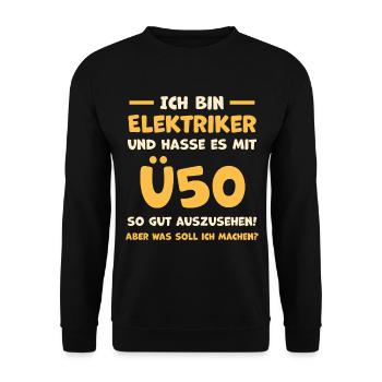 Elektriker Elektroniker Geschenkidee - Unisex Pullover - Schwarz - Vorne - Alina (178cm) & Michal (187cm)