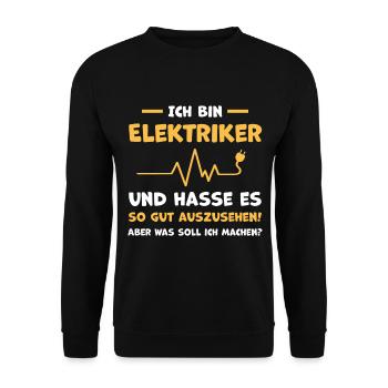 Elektriker Elektroniker Elektrotechnik Humor - Unisex Pullover - Schwarz - Vorne - Alina (178cm) & Michal (187cm)