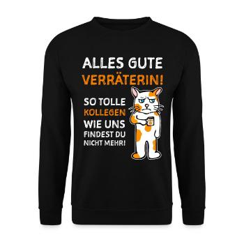 Kollegin Lustiges Abschiedsgeschenk - Unisex Pullover - Schwarz - Vorne - Alina (178cm) & Michal (187cm)
