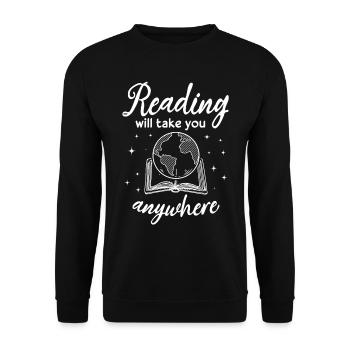 Reading Will Take You Anywhere Adventure Book - Unisex Sweatshirt - black - Front - Alina (178cm) & Michal (187cm)