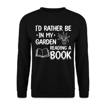 Livre de jardinage - Je préfère être dans mon jardin - Sweat-shirt Unisexe - noir - Devant - Alina (178cm) & Michal (187cm)