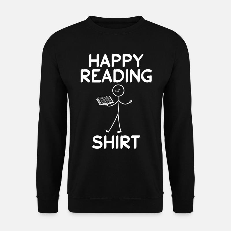 Happy Reading Shirt Book Lover Stick Figure - Unisex Pullover - Schwarz