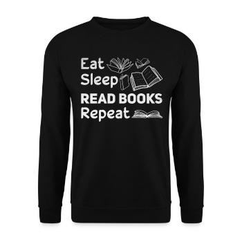 Eat Sleep Read Books Repeat Bookworm Book Lover - Unisex Sweatshirt - black - Front - Alina (178cm) & Michal (187cm)