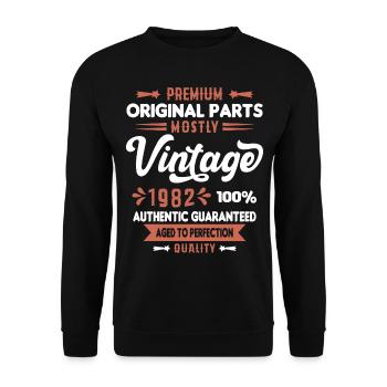 Vintage 1982 Cadeau D'anniversaire - Sweat-shirt Unisexe - noir - Devant - Alina (178cm) & Michal (187cm)