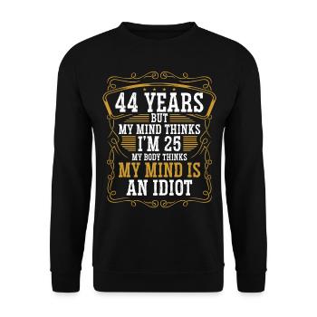 44 ans Drôle d’anniversaire Idée Humour 44 Anniversaire - Sweat-shirt Unisexe - noir - Devant - Alina (178cm) & Michal (187cm)
