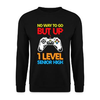 Teens Back to School No Way to Go Up One Level - Unisex Sweatshirt - black - Front - Alina (178cm) & Michal (187cm)