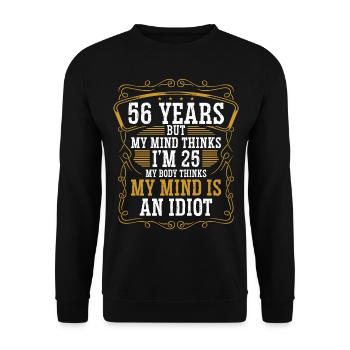 56 ans Drôle d’anniversaire Idée Humour 56 Anniversaire - Sweat-shirt Unisexe - noir - Devant - Alina (178cm) & Michal (187cm)