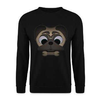 Hundekopf Motiv Tiermotiv mit Mops - Unisex Pullover - Schwarz - Vorne - Alina (178cm) & Michal (187cm)