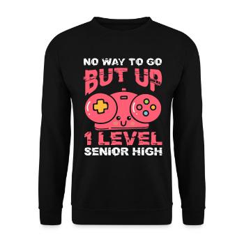 Teens Back to School No Way to Go Up One Level - Unisex Sweatshirt - black - Front - Alina (178cm) & Michal (187cm)