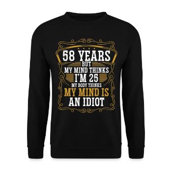 58 ans Drôle d’anniversaire Idée Humour 58 Anniversaire - Sweat-shirt Unisexe - noir - Devant - Alina (178cm) & Michal (187cm)