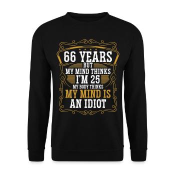 66 ans Drôle d’anniversaire Idée Humour 66 Anniversaire - Sweat-shirt Unisexe - noir - Devant - Alina (178cm) & Michal (187cm)