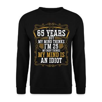 65 ans Drôle d’anniversaire Idée Humour 65 Anniversaire - Sweat-shirt Unisexe - noir - Devant - Alina (178cm) & Michal (187cm)