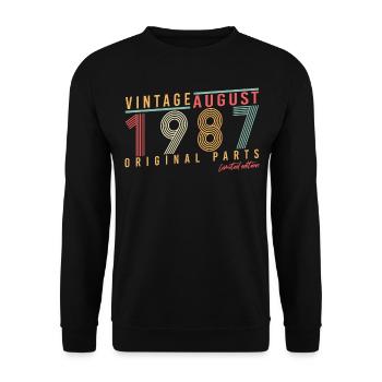 Baujahr 1987 Im August - Unisex Pullover - Schwarz - Vorne - Alina (178cm) & Michal (187cm)