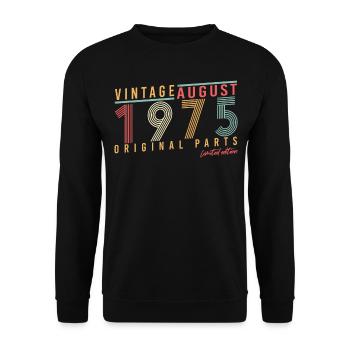 1975 Im August Retro - Unisex Pullover - Schwarz - Vorne - Alina (178cm) & Michal (187cm)