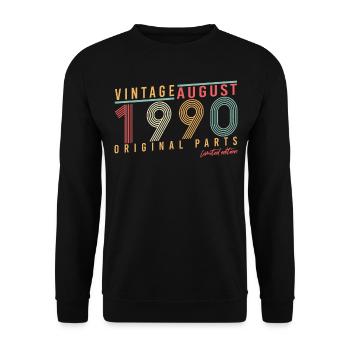 August 1990 Geschenkidee - Unisex Pullover - Schwarz - Vorne - Alina (178cm) & Michal (187cm)