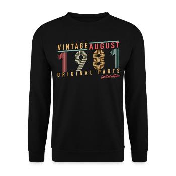 Geburtstagsgruss Für August 1981 - Unisex Pullover - Schwarz - Vorne - Alina (178cm) & Michal (187cm)