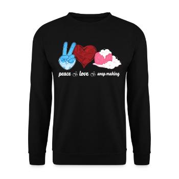 Soap Making Crafting Peace Love - Unisex Sweatshirt - black - Front - Alina (178cm) & Michal (187cm)