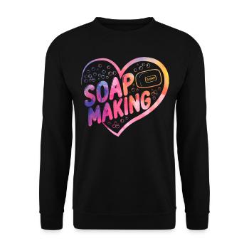 Soap Making Crafting Heart - Unisex Sweatshirt - black - Front - Alina (178cm) & Michal (187cm)
