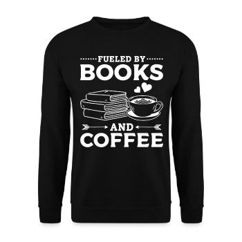 Fueled By Books And Coffee Book Reading Book Lover - Unisex Sweatshirt - black - Front - Alina (178cm) & Michal (187cm)