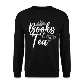 Books & Tea Book Reading Bookworm Read Books - Unisex Sweatshirt - black - Front - Alina (178cm) & Michal (187cm)