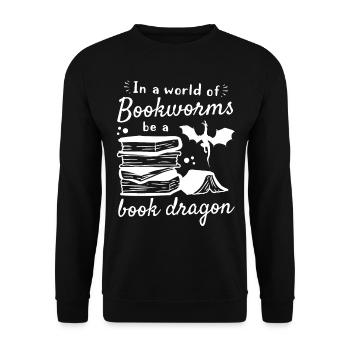 Drôle d’amoureux des livres - Dans un monde de rats de bibliothèque soyez un - Sweat-shirt Unisexe - noir - Devant - Alina (178cm) & Michal (187cm)