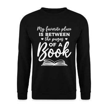 My Favorite Place Is Between The Pages Of A Book - Unisex Pullover - Schwarz - Vorne - Alina (178cm) & Michal (187cm)