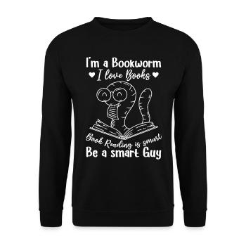 Funny Book Reading Bookworm - I Am A Bookworm I - Unisex Pullover - Schwarz - Vorne - Alina (178cm) & Michal (187cm)