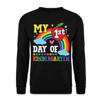 My First Day Of Kindergarten Colorful Rainbow - Unisex Sweatshirt - black - Front - Alina (178cm) & Michal (187cm)