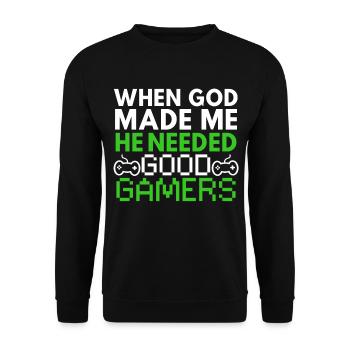 Gamer Gaming Lustiger Spruch - Unisex Pullover - Schwarz - Vorne - Alina (178cm) & Michal (187cm)