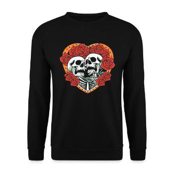 True Love Last Gothic Bones Skeleton Roses Death - Unisex Sweatshirt - black - Front - Alina (178cm) & Michal (187cm)