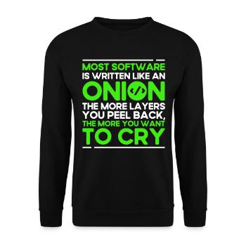 Most Software Is Written Like An Onion Software-En - Unisex Pullover - Schwarz - Vorne - Alina (178cm) & Michal (187cm)