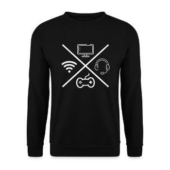 Gamer Gaming Lustiger Spruch - Unisex Pullover - Schwarz - Vorne - Alina (178cm) & Michal (187cm)