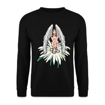 Himmlisch Engel Edelweiß Österreich Schutzengel - Unisex Pullover - Schwarz - Vorne - Alina (178cm) & Michal (187cm)